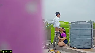 Hindi real Hot Sex at one's fingertips roof! Plz Don't Cum Inside pussy