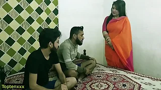 Indian hot xxx trio sex&excl; Malkin aunty with the addition of two young boy hot sex&excl; clear hindi audio